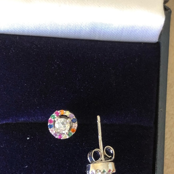 NWOT Sterling Silver Multicoloured Cubic Zirconia Earrings - Picture 5 of 7